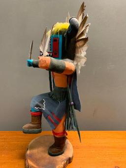 This is what appears to be a Road Runner Kachina Doll, Hand Crafted from Wood and Stands 23" Tall