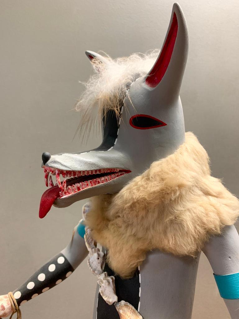 Grey Wolf Kachina by Bob White Eagle, 26" Tall