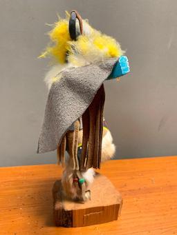 This is what appears to be a Road Runner Kachina Doll, Hand Crafted from Wood and Stands 14" Tall,