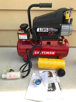 Craftsman 1 HP 3 Gal 135 PSI Air Compressor. This Item is Unused and Comes with All Pieces Shown