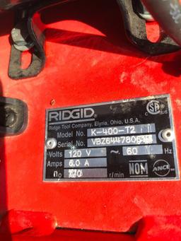 Ridgid #K-400-T2 Power Drain Cleaner. This Item has Seen Little Use and is in Working Condition