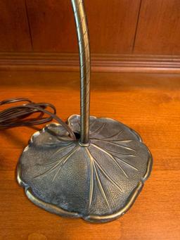 Contemporary Table Lamp, 15" Tall, Lilly Pad Accented