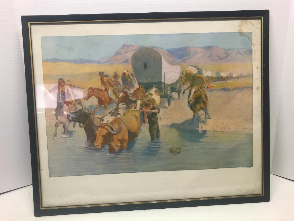 21" x 17" Native American Framed Print by Frederic Remington - As Pictured