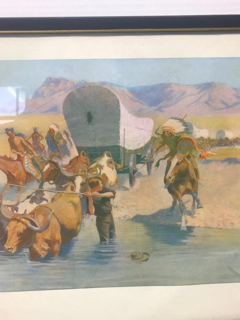 21" x 17" Native American Framed Print by Frederic Remington - As Pictured