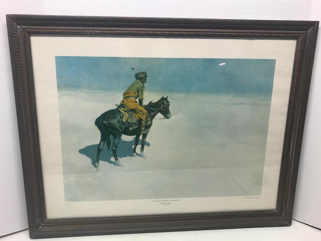 26.5" x 20.5" Native American Framed Print by Frederic Remington. - As Pictured