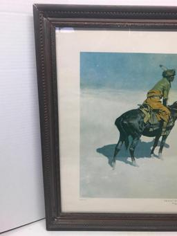 26.5" x 20.5" Native American Framed Print by Frederic Remington. - As Pictured