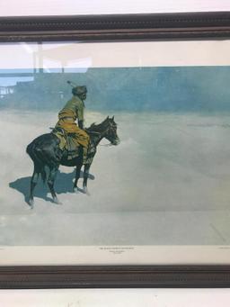 26.5" x 20.5" Native American Framed Print by Frederic Remington. - As Pictured