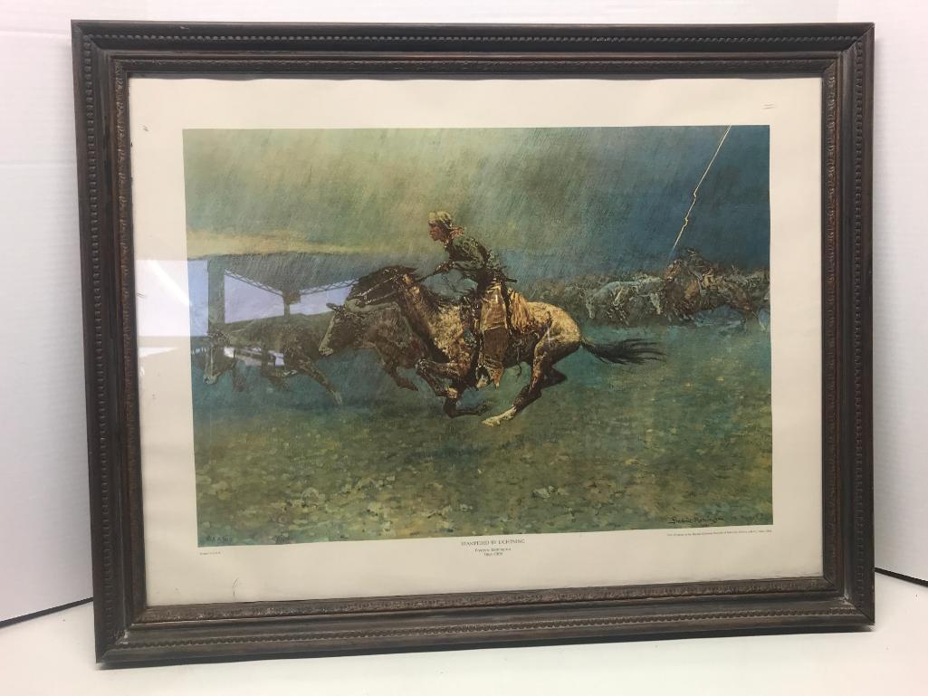 26.5" x 20.5" Native American Framed Print by Frederic Remington. - As Pictured