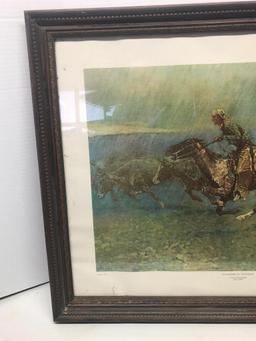 26.5" x 20.5" Native American Framed Print by Frederic Remington. - As Pictured