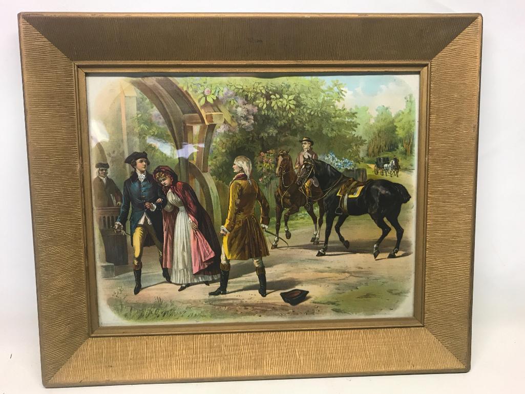 23" x 19" Victorian Style with Gold Frame Print - As Pictured