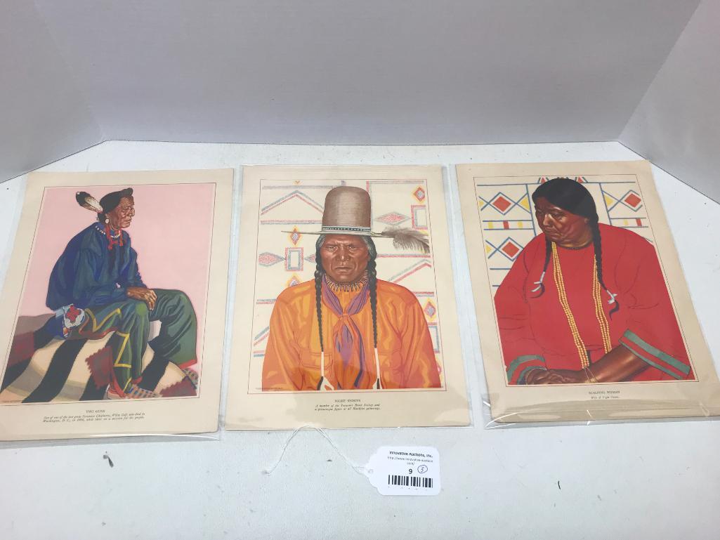 3 Piece Lot of Native American Prints. These Items are 9" x 12" in Size - As Pictured