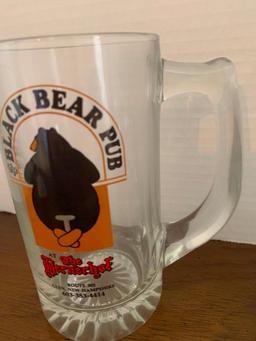 Pair Of 2 Glass Beer Mugs 6" Tall