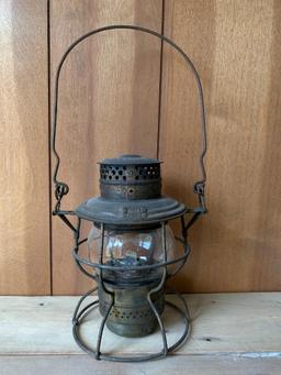 Adams & Westlake Co. Antique Oil Lamp. This Stands with Handle Approx. 16" Tall