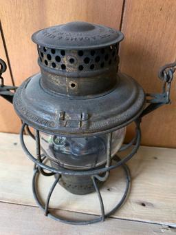Adams & Westlake Co. Antique Oil Lamp. This Stands with Handle Approx. 16" Tall
