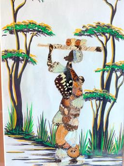 African Woman Made From Real Butterfly Wings, Frame is 13" x 17"