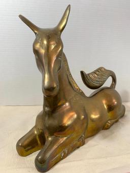 Brass Horse Statue. This is 12.5" Long x 9.5" Tall - As Pictured