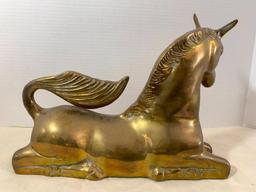 Brass Horse Statue. This is 12.5" Long x 9.5" Tall - As Pictured