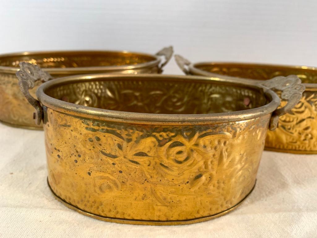 Set of 3 Copper Nesting Bowls Made in India. The Largest is 7" Wide - As Pictured