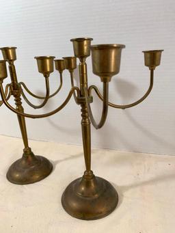 Pair of Brass Candelabras. These are 9.5" Tall - As Pictured