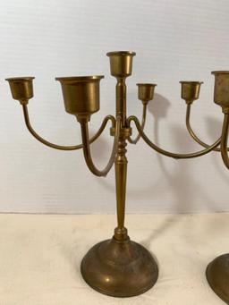 Pair of Brass Candelabras. These are 9.5" Tall - As Pictured