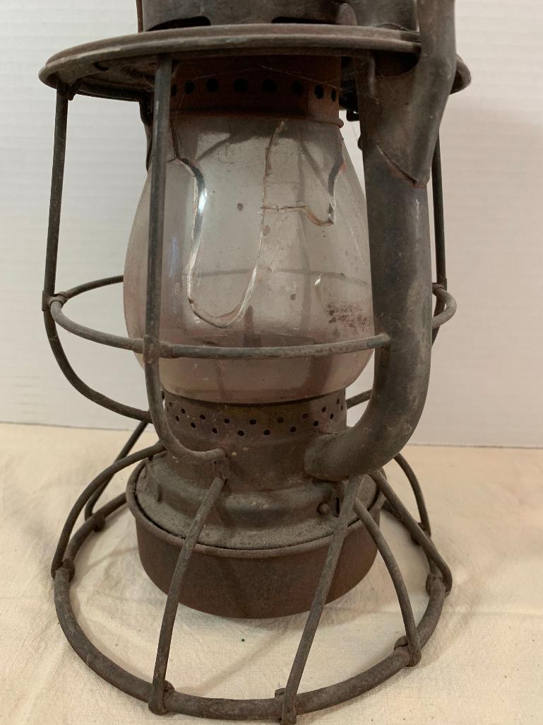 Antique Dietz Vesta Oil Lamp. The Globe is Cracked. This Stands 11" Tall - As Pictured