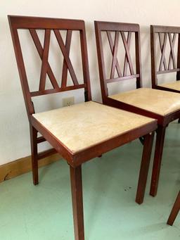 8 Piece Set of Wooden Covered Folding Chairs - As Pictured