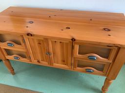 Side Buffet Cabinet w/4 Drawers. In Great Condtion.This is 3' Tall x 5' Wide x 2' Deep - As Pictured