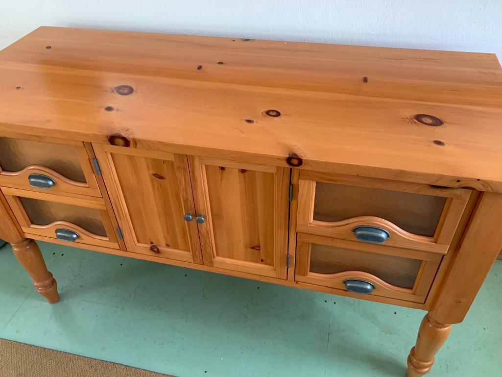 Side Buffet Cabinet w/4 Drawers. In Great Condtion.This is 3' Tall x 5' Wide x 2' Deep - As Pictured