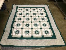 Large, Appears Handmade Quilt, Some Yellowing and Stains, 91" x 76", Buying it as you see it