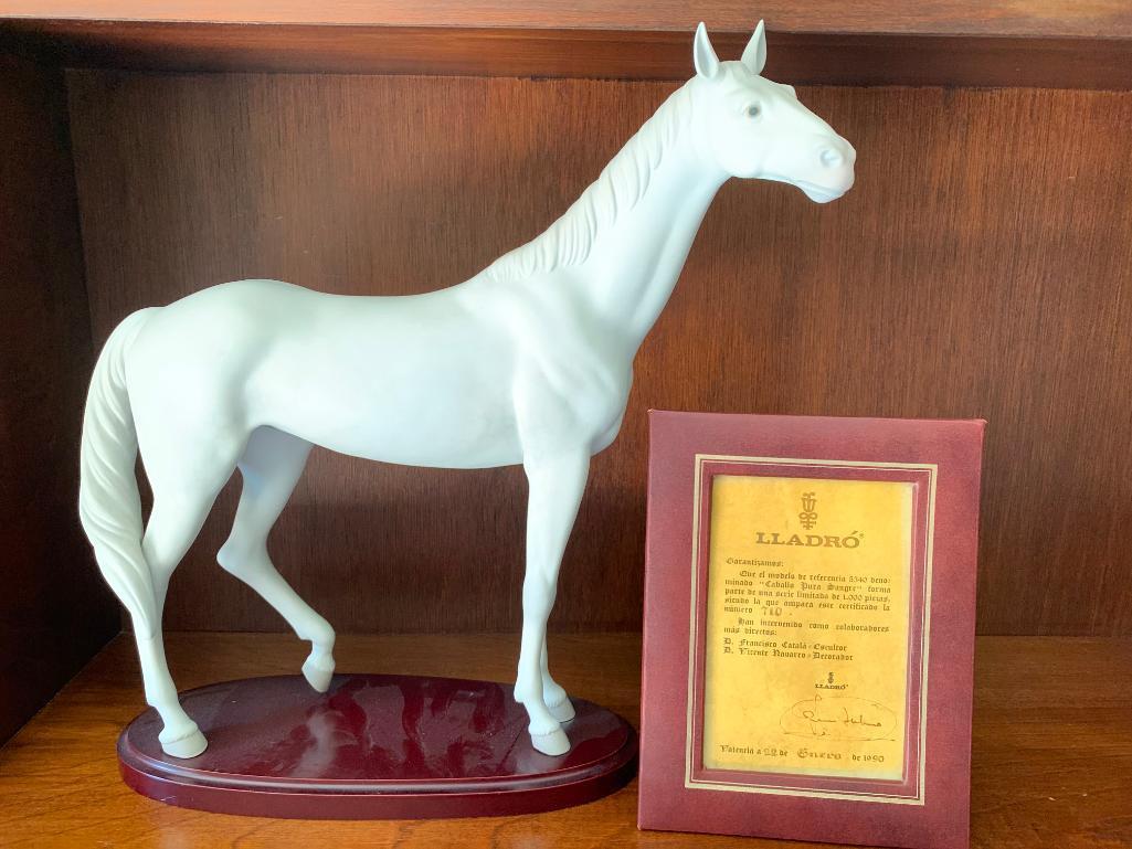 Lladro "Thoroughbred Horse" No Box Included. This is 15" Tall. Includes Framed Certificate