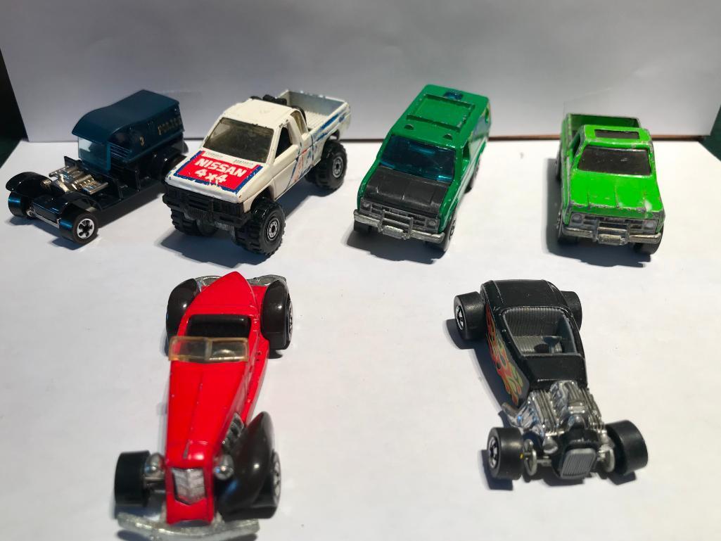 6 Vintage Hot Wheels- 77' Truck, 77' Baja Breaker, 75' Hot Rod, 78' Auburn 852 (Missing a Fender),