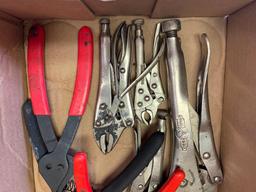 Misc Lot of Ring Wrenches, Vice Grips, Etc - As Pictured