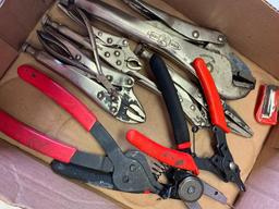 Misc Lot of Ring Wrenches, Vice Grips, Etc - As Pictured