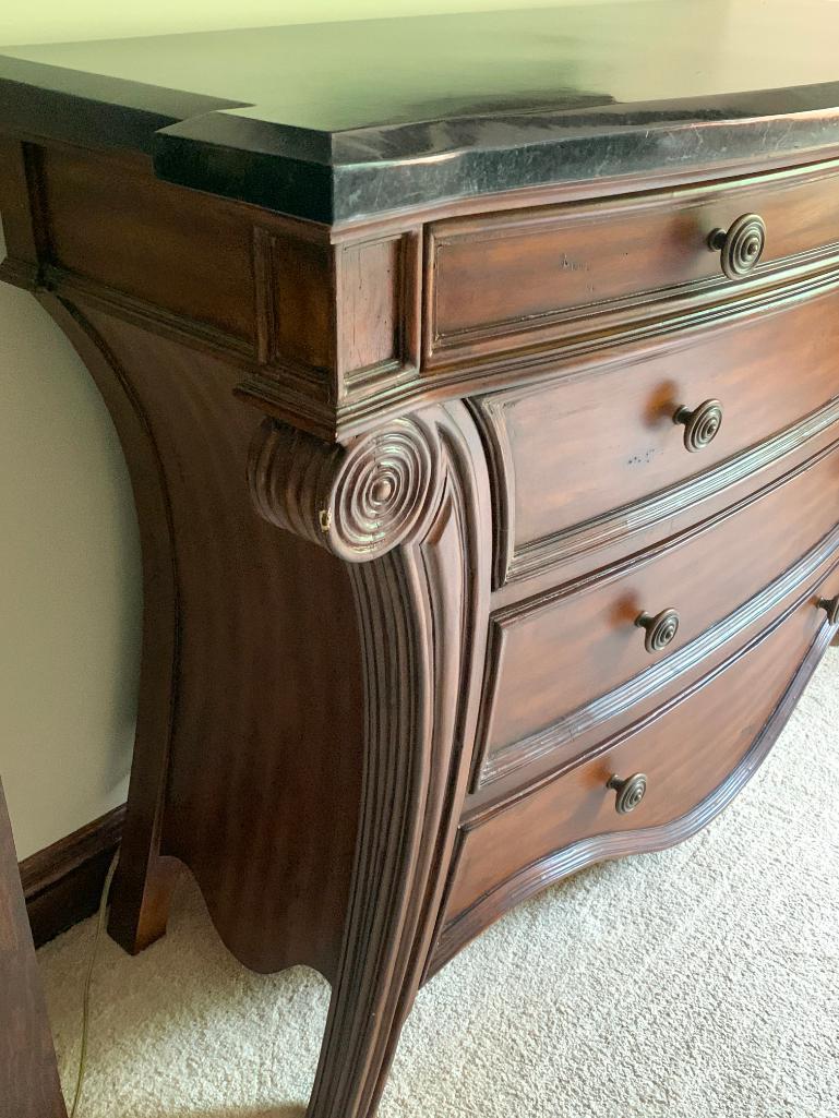 Large Solid Wood Dresser w/Marble Top and 5 Drawers. - As Pictured