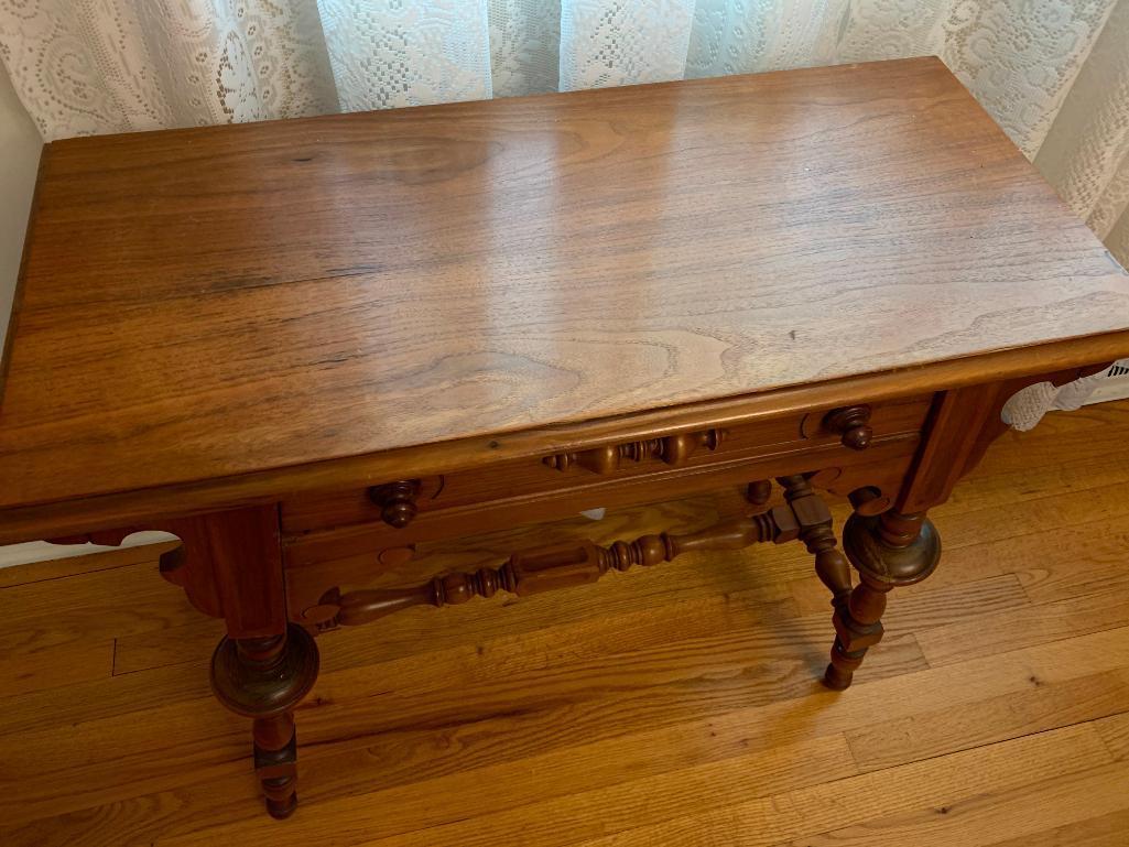 Antique Wood Side Table w/Drawer. This is 31" Tall x 32" Wide x 15" Deep - As Pictured