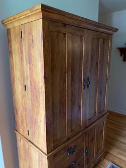 Fiber Board Entertainment Center. This is 70" Tall x 43" Wide x 22" Deep. - As Pictured