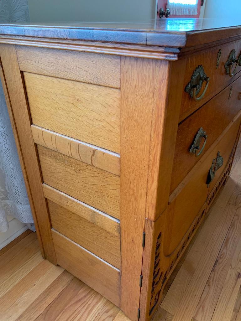 Antique Oak Side Board. This is 37" Tall x 48" Wide x 42" Deep - As Pictured