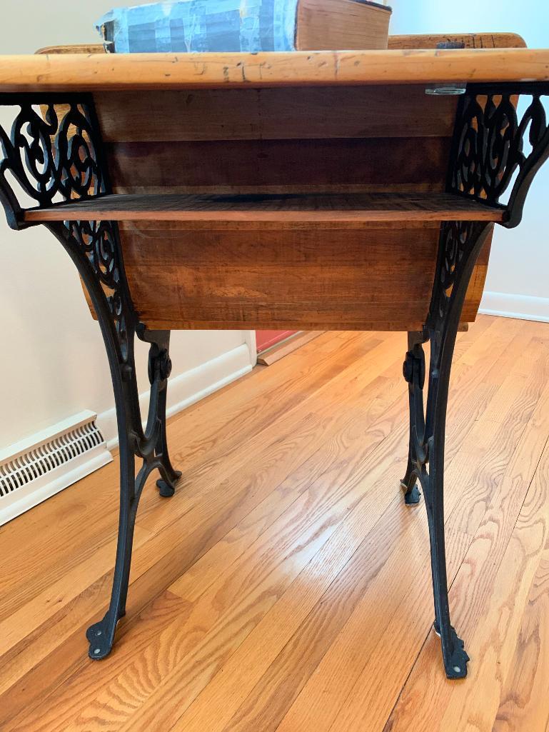 Antique Cast Iron/Wood w/Ink Well and Book. This is 32" Tall x 32" Wide - As Pictured