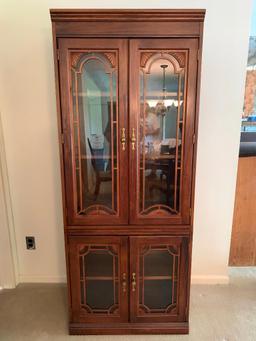 Fiber Board China Cabinet w/Glass Doors. This is 73" Tall x 30" Wide x 17" Deep - As Pictured