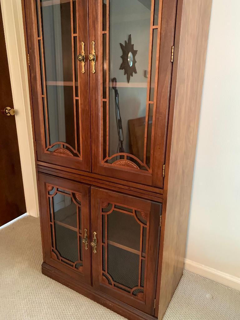 Fiber Board China Cabinet w/Glass Doors. This is 73" Tall x 30" Wide x 17" Deep - As Pictured