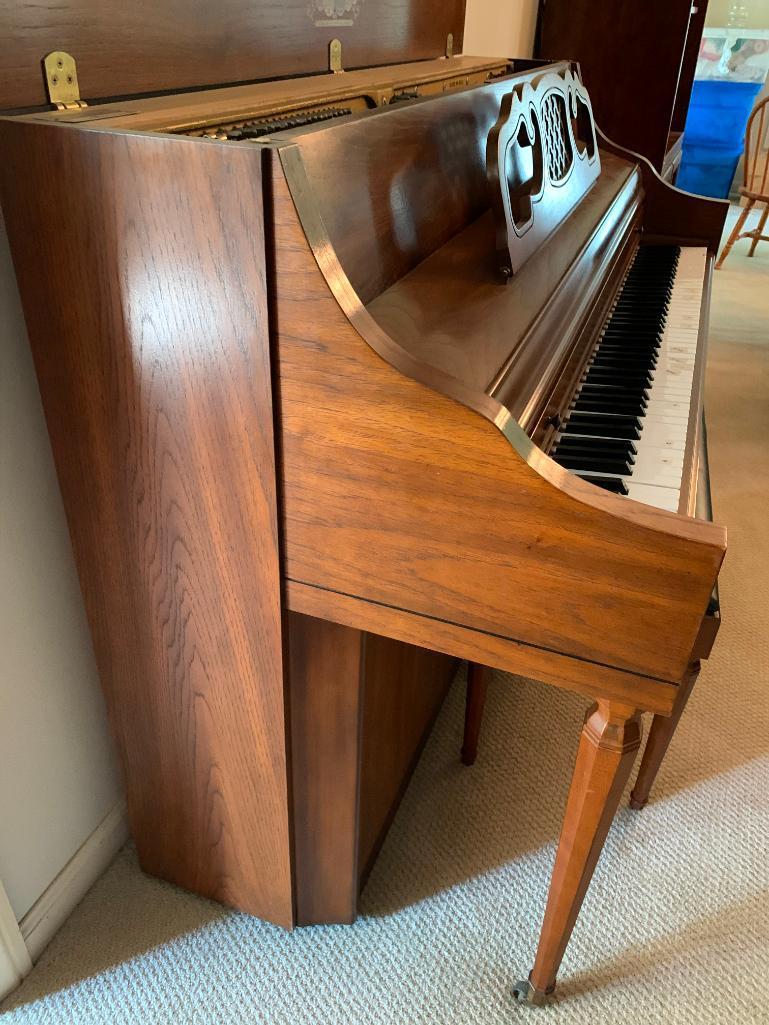 Kimball Spinet Piano w/Bench. This is s 40" Tall x 56.5" Wide - As Pictured