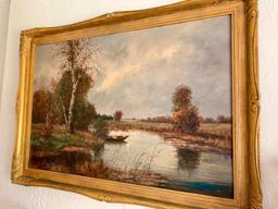 30" x 42" Framed Oil on Canvas "Glory Waters" Vienna Austria - As Pictured