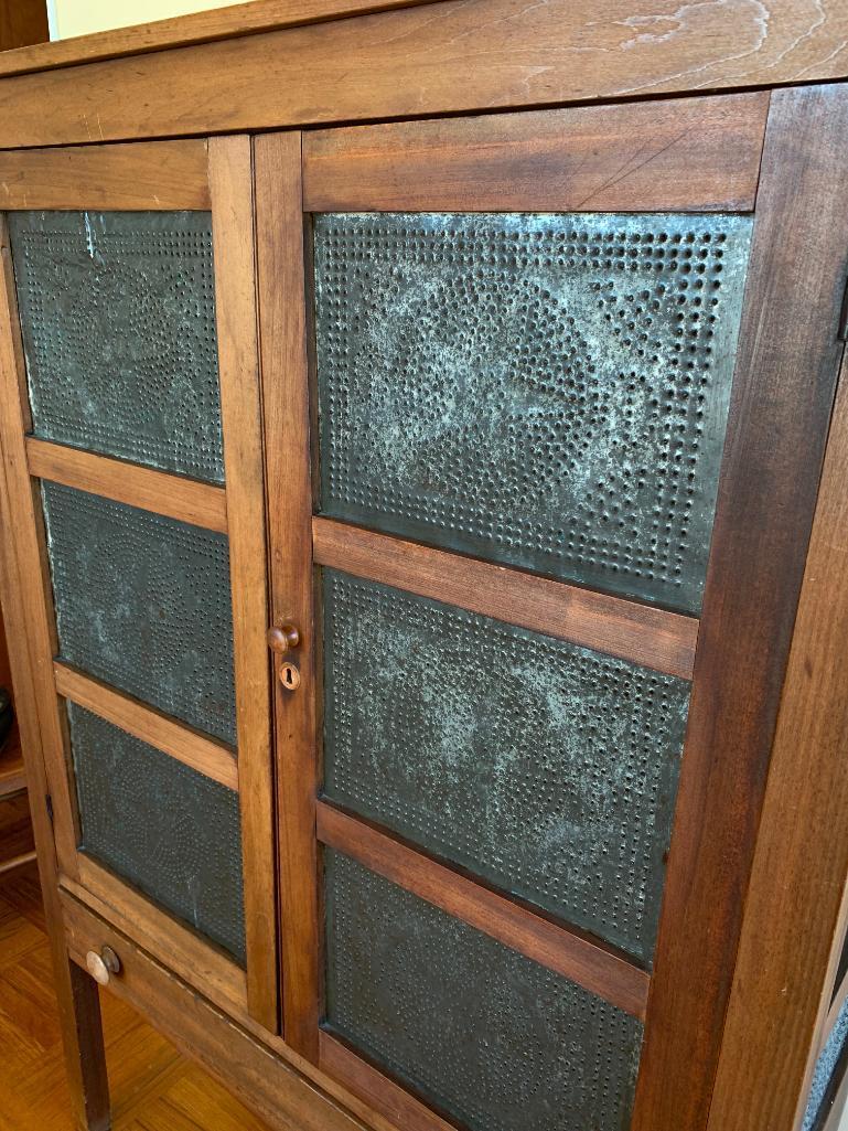 Antique Pie Safe w/Punched Tin Panels, 59" T x 40" W x 16" D - As Pictured