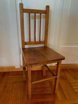 Youth Size Wood Chair. This is 29" T x 11" W x 12" D - As Pictured