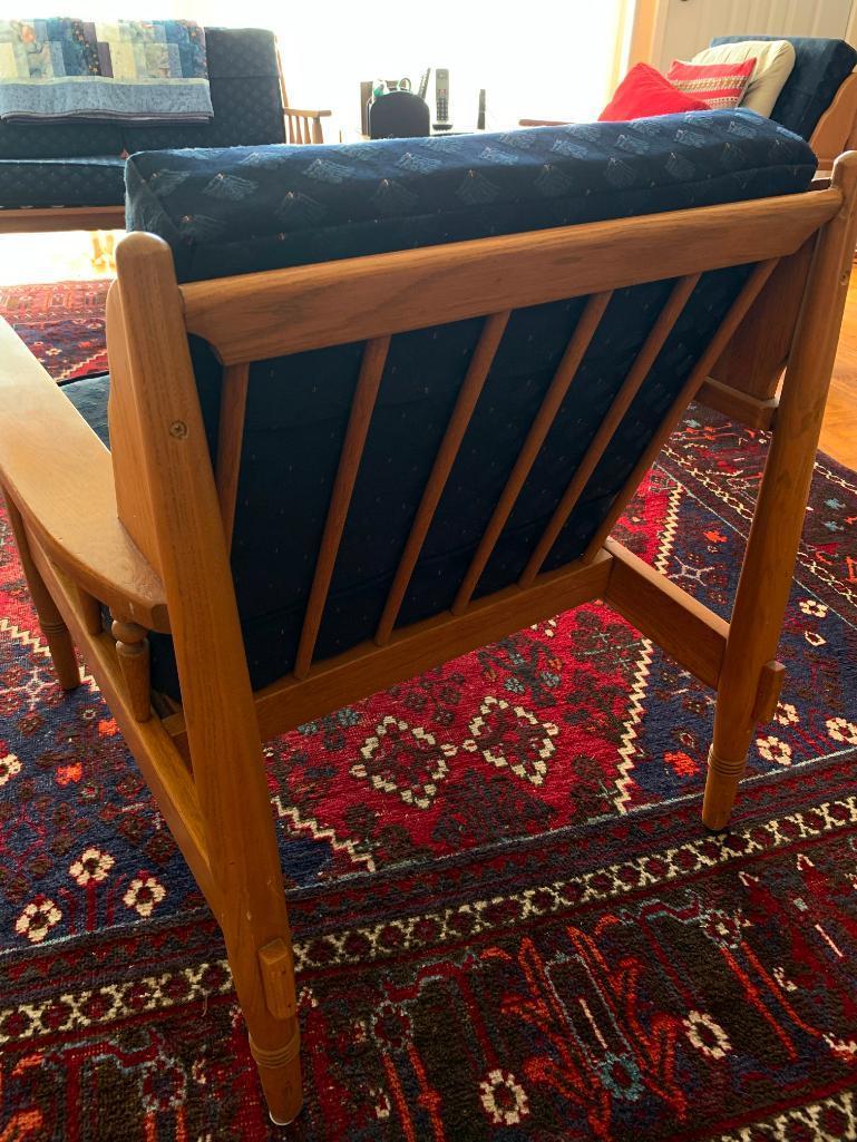 Oak Mid-Century Side Chair w/Cushion. This is 29" T x 27" W x 27" D - As Pictured