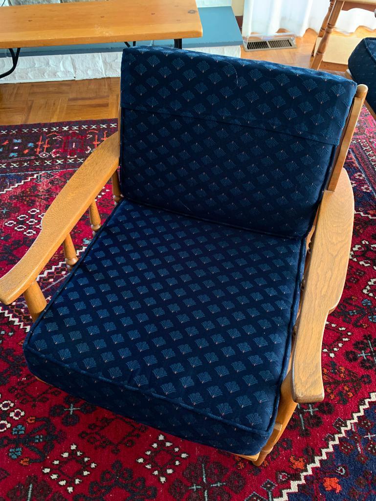 Oak Mid-Century Side Chair w/Cushion. This is 29" T x 27" W x 27" D - As Pictured