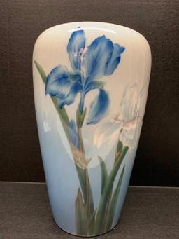 Large Royal Copenhagen Porcelain Vase w/Iris Design. This is 12" Tall - As Pictured