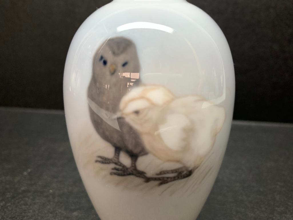 Royal Copenhagen Porcelain Vase w/Baby Chick Design. This is 4.5" Tall - As Pictured