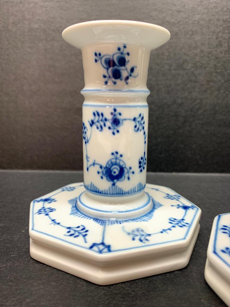 Royal Copenhagen Pair of Porcelain Candle Stick Holders. They are 4.5" Tall - As Pictured