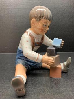 Dahl-Jenson Copenhagen Porcelain Figurine "Boy w/Blocks". This is 5.5" Tall - As Pictured